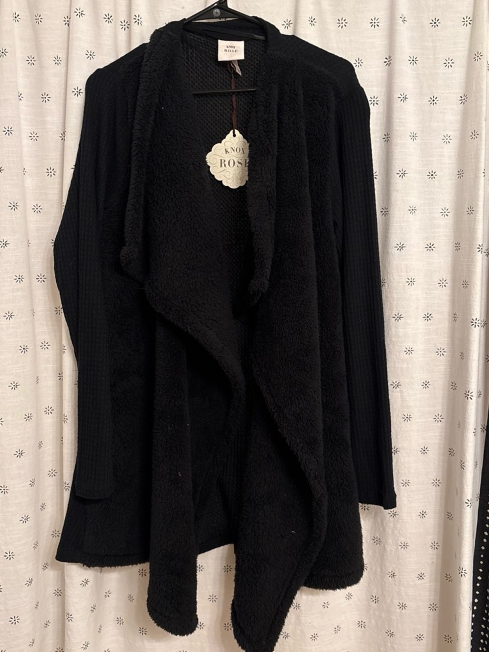 Knox Rose Black Open-Front Cozy Cardigan